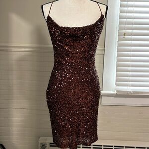 Windsor Allie formal COPPER sequin dress size medium